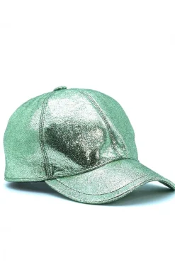 Donna D'Arienzo Boston - Cappello baseball in pelle laminata verde chiaro unisex strappo regolabile