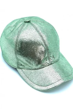 Donna D'Arienzo Boston - Cappello baseball in pelle laminata verde chiaro unisex strappo regolabile