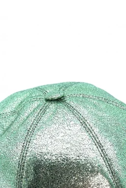 Donna D'Arienzo Boston - Cappello baseball in pelle laminata verde chiaro unisex strappo regolabile