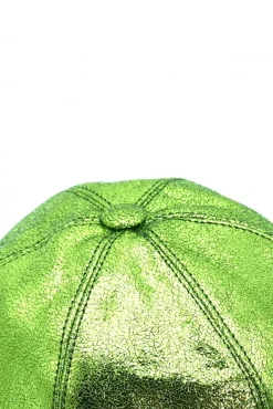 Donna D'Arienzo Boston - Cappello baseball in pelle laminata verde unisex strappo regolabile