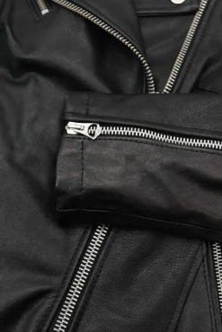 Donna D'Arienzo Camy - Giacca chiodo in pelle vintage nera vestibilità comoda