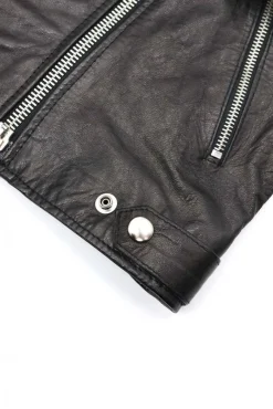 Donna D'Arienzo Camy - Giacca chiodo in pelle vintage nera vestibilità comoda