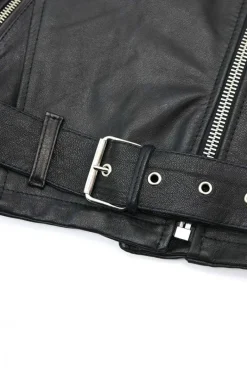 Donna D'Arienzo Camy - Giacca chiodo in pelle vintage nera vestibilità comoda