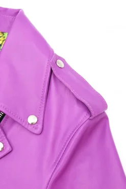 Donna D'Arienzo Camy - Giacca chiodo in pelle naturale glicine vestibilità comoda