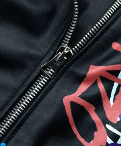 Donna D'Arienzo Camy - Giacca chiodo in pelle nappa laser nera vestibilità comoda