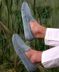 Uomo D'Arienzo Capri - Mocassino in camoscio grigio perla da uomo