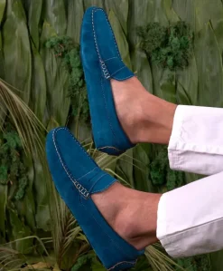 Uomo D'Arienzo Capri - Mocassino scamosciato blu denim da uomo