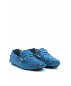 Uomo D'Arienzo Capri - Mocassino scamosciato blu denim da uomo
