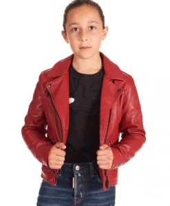 Bambino D'Arienzo Chiodo Baby - Chiodo Baby rosso unisex giacca in pelle per bambino