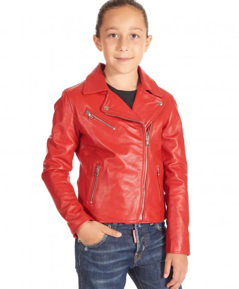 Bambino D'Arienzo Chiodo Baby - Chiodo Baby rosso giacca in pelle per bambino unisex