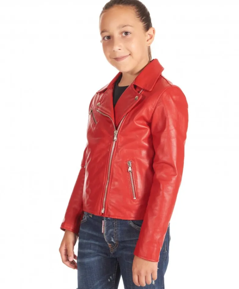 Bambino D'Arienzo Chiodo Baby - Chiodo Baby rosso giacca in pelle per bambino unisex