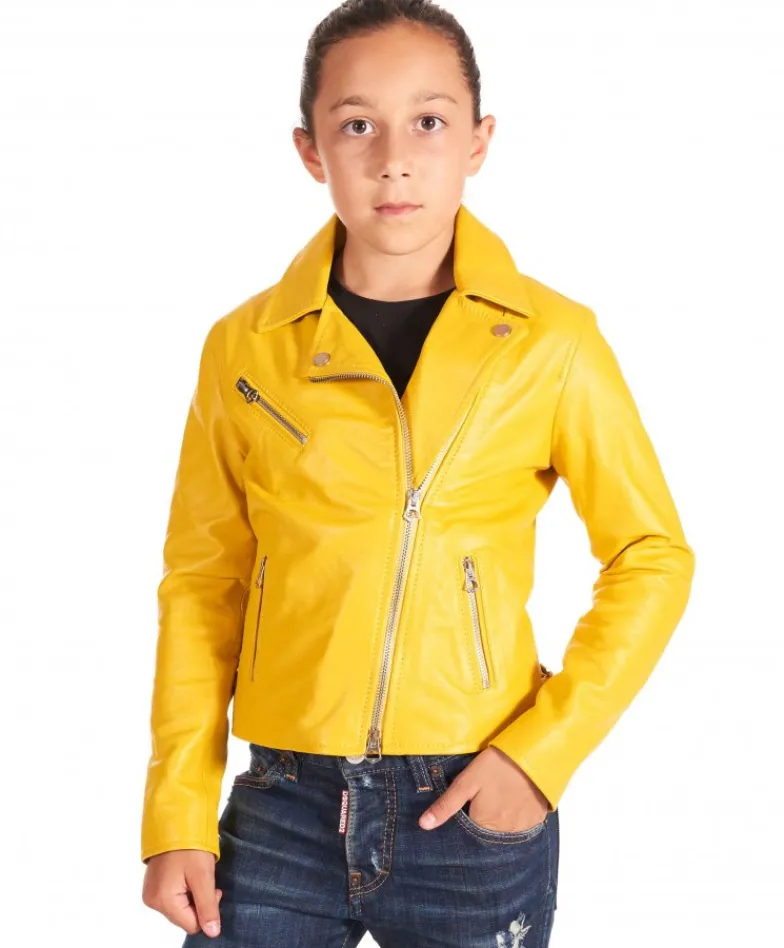 Bambino D'Arienzo Chiodo Baby - Chiodo Baby giallo giacca unisex in pelle per bambino