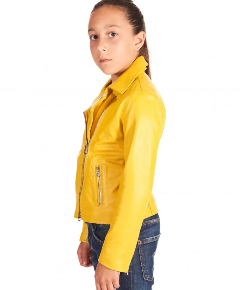 Bambino D'Arienzo Chiodo Baby - Chiodo Baby giallo giacca unisex in pelle per bambino