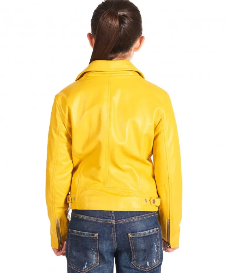 Bambino D'Arienzo Chiodo Baby - Chiodo Baby giallo giacca unisex in pelle per bambino