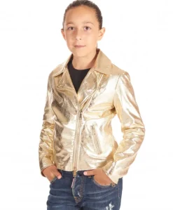 Bambino D'Arienzo Chiodo Baby - Chiodo baby giacca in pelle unisex laminata oro