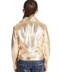 Bambino D'Arienzo Chiodo Baby - Chiodo baby giacca in pelle unisex laminata oro