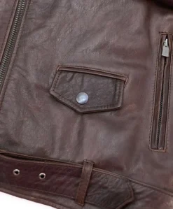 Uomo D'Arienzo Chiodo biker - Chiodo biker in pelle testa di moro con cintura effetto vintage