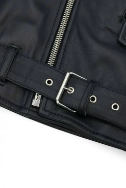 Uomo D'Arienzo Chiodo biker - Chiodo biker in pelle nera con cintura nappa effetto liscio