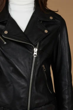 Donna D'Arienzo Chiodo D - Chiodo in pelle nera con cintura nappa effetto liscio