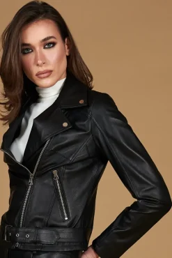 Donna D'Arienzo Chiodo D - Chiodo in pelle nera con cintura nappa effetto liscio