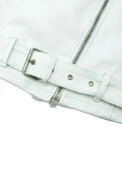 Donna D'Arienzo Chiodo D - Chiodo in pelle bianca con cintura nappa effetto liscio