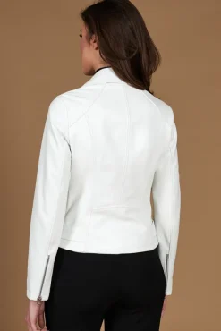 Donna D'Arienzo Chiodo D - Chiodo in pelle bianca con cintura nappa effetto liscio