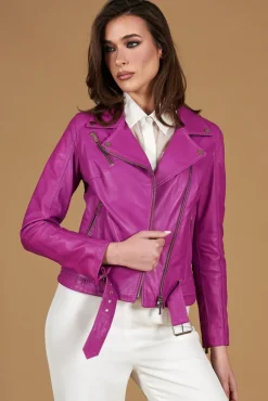Donna D'Arienzo Chiodo D - Chiodo in pelle naturale glicine con cintura