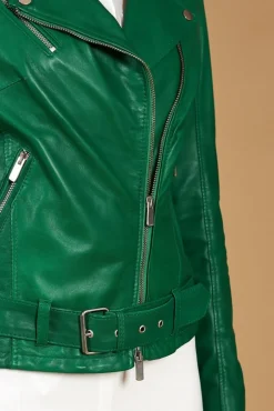 Donna D'Arienzo Chiodo D - Chiodo in pelle naturale verde con cintura