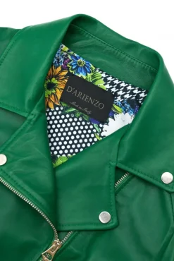 Donna D'Arienzo Chiodo D - Chiodo in pelle naturale verde con cintura