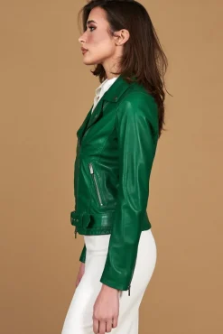 Donna D'Arienzo Chiodo D - Chiodo in pelle naturale verde con cintura