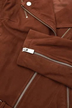 Donna D'Arienzo Chiodo D - Chiodo in pelle camoscio color cuoio con cintura
