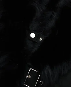Donna D'Arienzo Clara - Giacca in montone scamosciato nero con collo in volpe