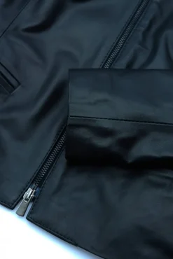 Donna D'Arienzo Clear - Giacca in pelle nera nappa effetto liscio