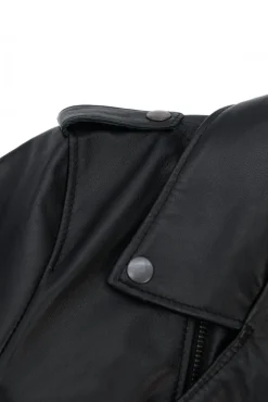 Uomo D'Arienzo Clou - Chiodo in pelle nera con alette sulle spalle e reverse ampio