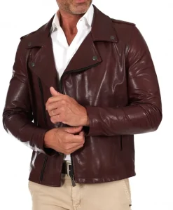 Uomo D'Arienzo Clou - Chiodo in pelle vinaccio con alette sulle spalle e reverse ampio