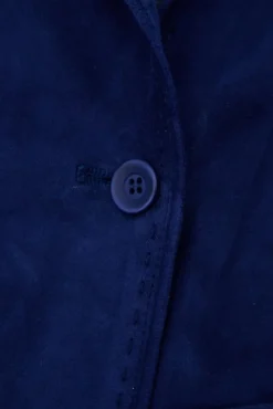 Donna D'Arienzo Cora - Cappottino in pelle camoscio blu sfoderato