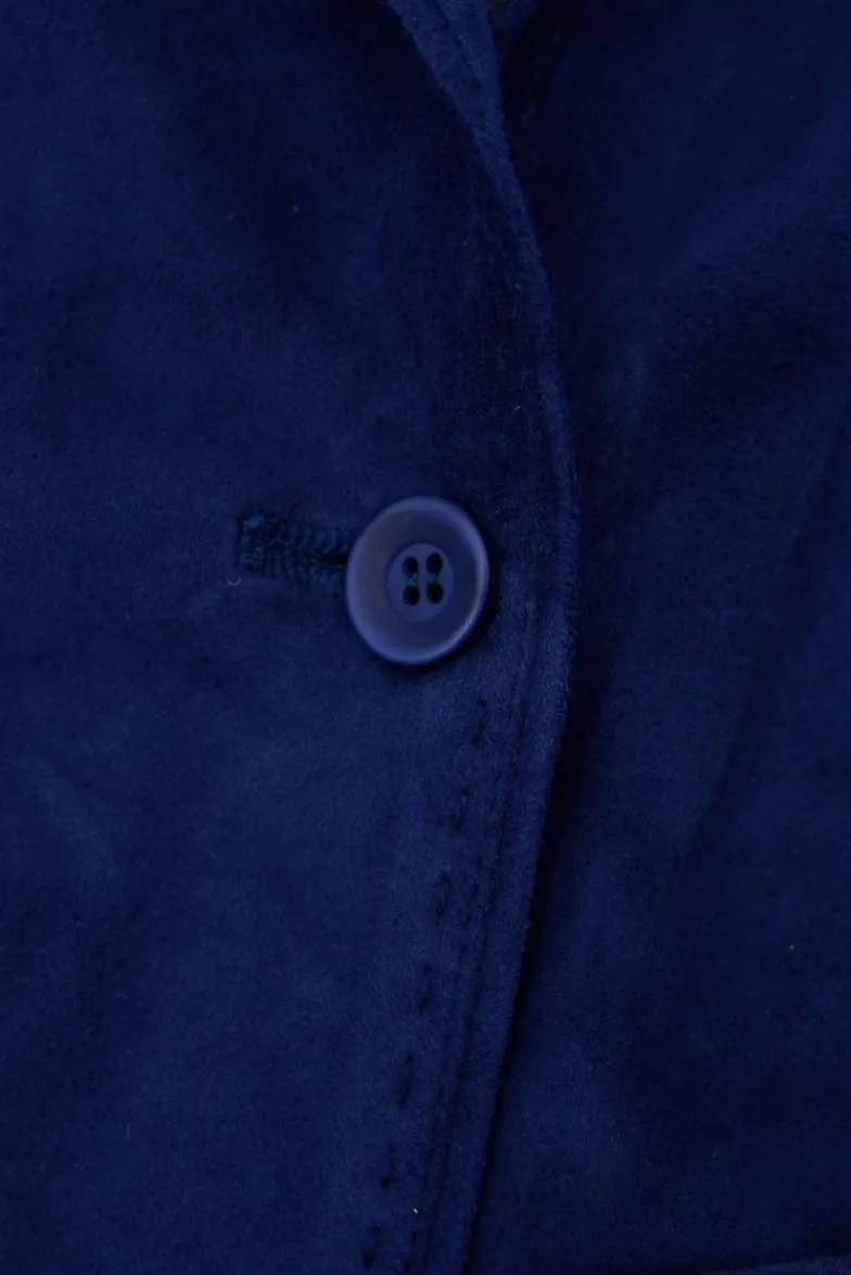 Donna D'Arienzo Cora - Cappottino in pelle camoscio blu sfoderato