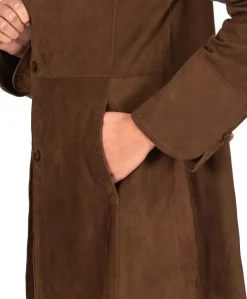 Donna D'Arienzo Cora - Cappottino in pelle camoscio fango sfoderato