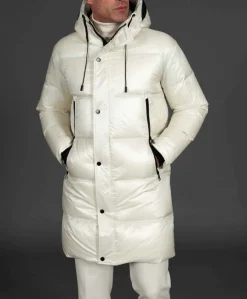 Uomo D'Arienzo Dave - Giaccone lungo in vera piuma colore beige da ripiegare a zaino