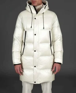 Uomo D'Arienzo Dave - Giaccone lungo in vera piuma colore beige da ripiegare a zaino
