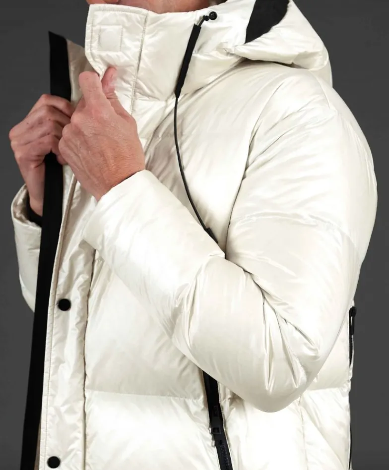 Uomo D'Arienzo Dave - Giaccone lungo in vera piuma colore beige da ripiegare a zaino
