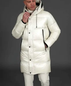 Uomo D'Arienzo Dave - Giaccone lungo in vera piuma colore beige da ripiegare a zaino