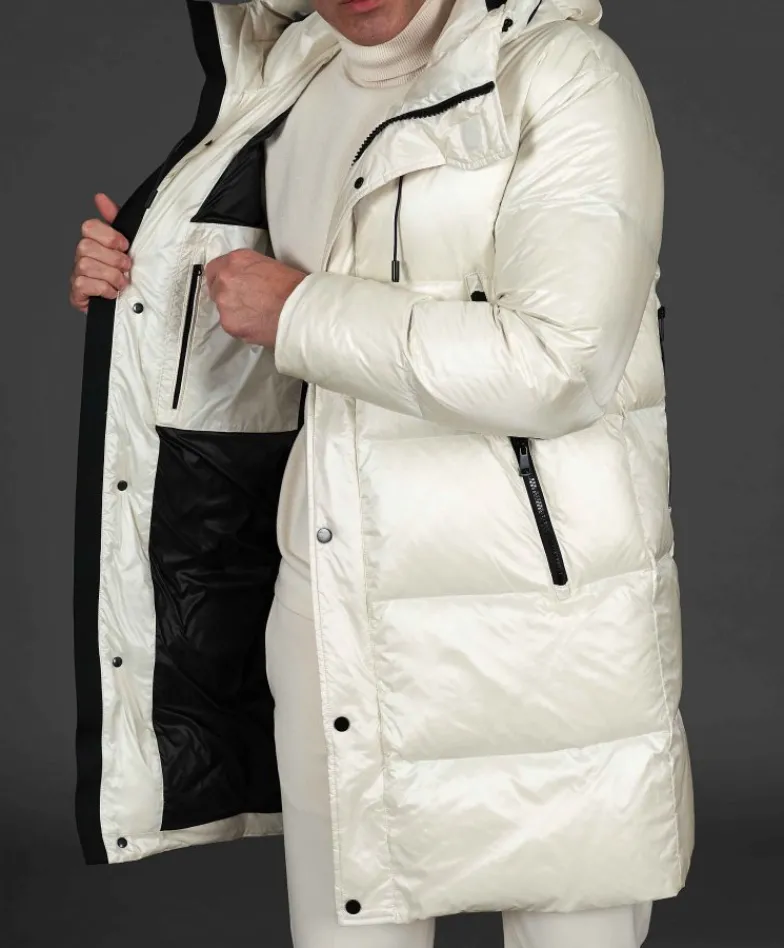 Uomo D'Arienzo Dave - Giaccone lungo in vera piuma colore beige da ripiegare a zaino
