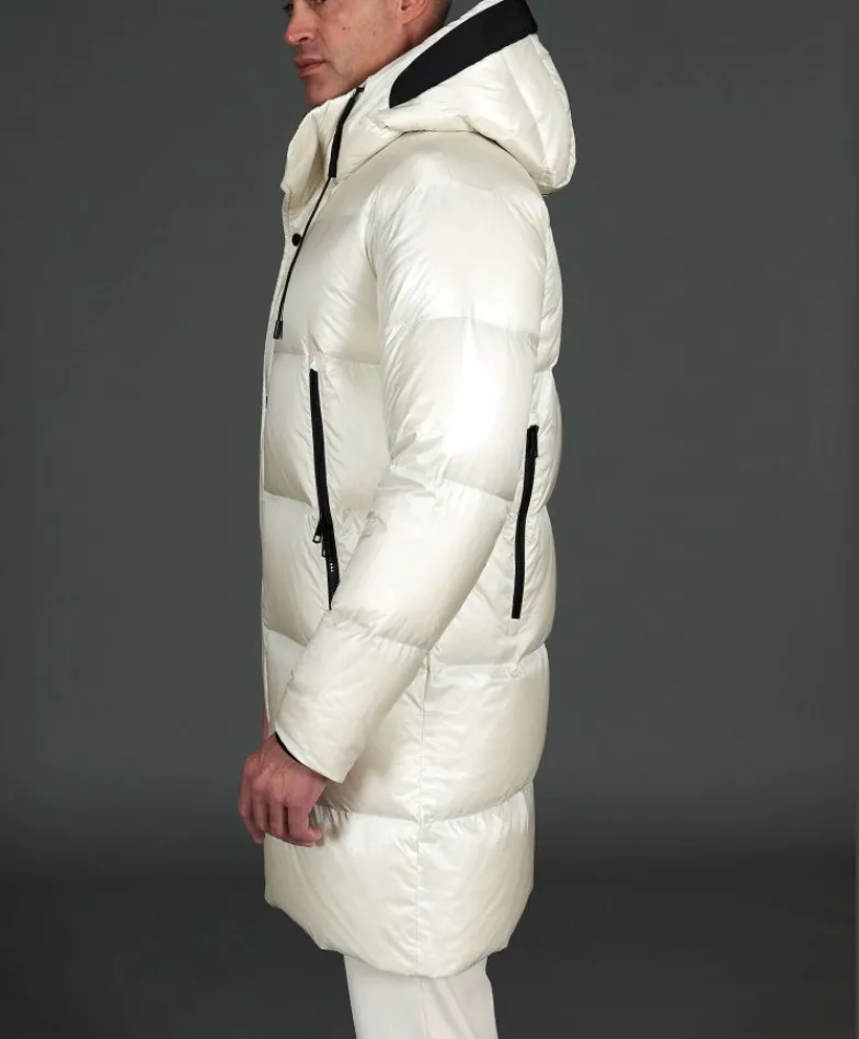 Uomo D'Arienzo Dave - Giaccone lungo in vera piuma colore beige da ripiegare a zaino