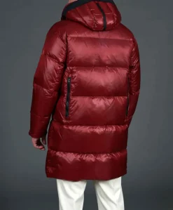 Uomo D'Arienzo Dave - Giaccone lungo in vera piuma colore bordeaux da ripiegare a zaino