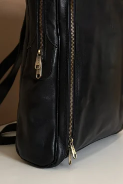 D'Arienzo Dennis - Zaino in pelle nera di vitello borsa effetto vintage