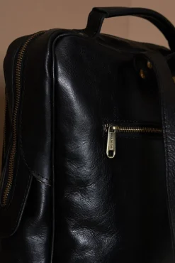 D'Arienzo Dennis - Zaino in pelle nera di vitello borsa effetto vintage
