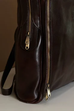 D'Arienzo Dennis - Zaino in pelle testa di moro di vitello borsa effetto vintage