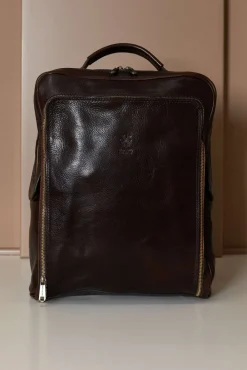 D'Arienzo Dennis - Zaino in pelle testa di moro di vitello borsa effetto vintage