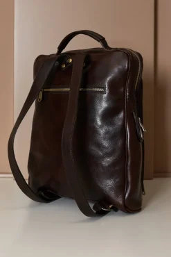 D'Arienzo Dennis - Zaino in pelle testa di moro di vitello borsa effetto vintage